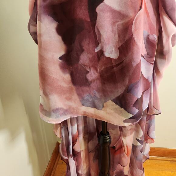JOVANI Floral Plunging Neckline Chiffon Dress, Size 8 - Picture 8 of 14